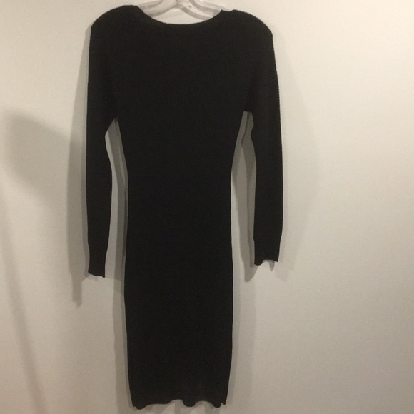 PINK ROSE Black Round Neck Ribbed MIDI Dress Small - Picture 8 of 9